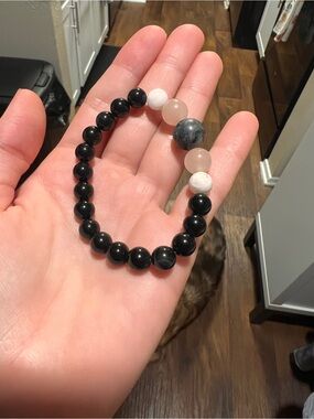 Black Obsidian Hecate Beaded Stretch Bracelet